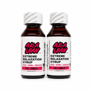 Two AKA brand liquid infusion bottle with custom graphic label packaging